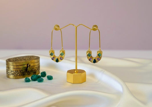 Purple Green Keya Dangler Hoops