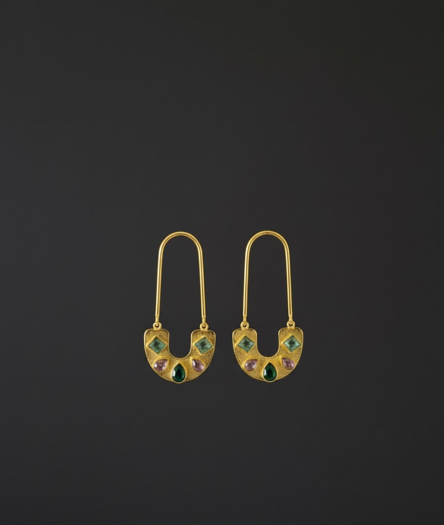 Purple Green Keya Dangler Hoops