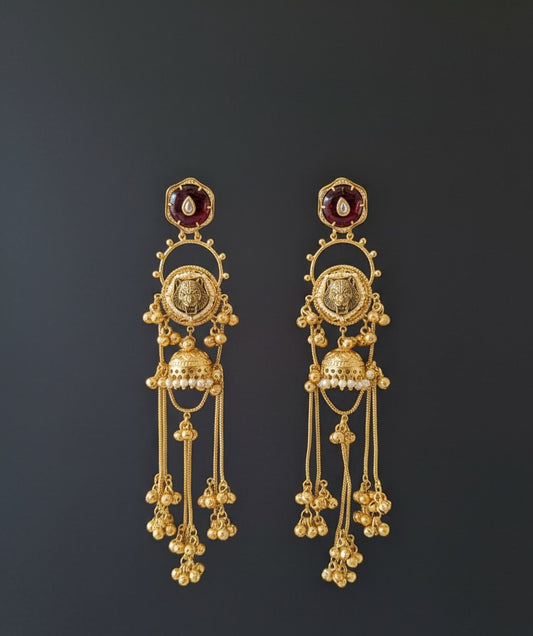 Maroon Aaravi Kashmiri Danglers Earrings