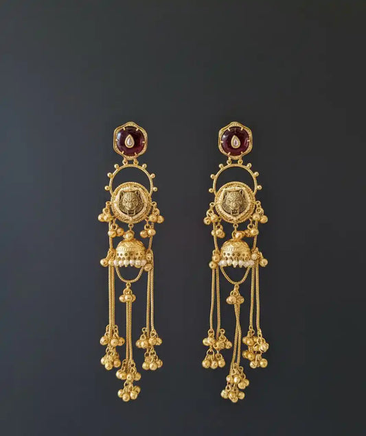 Maroon Aaravi Kashmiri Danglers Earrings