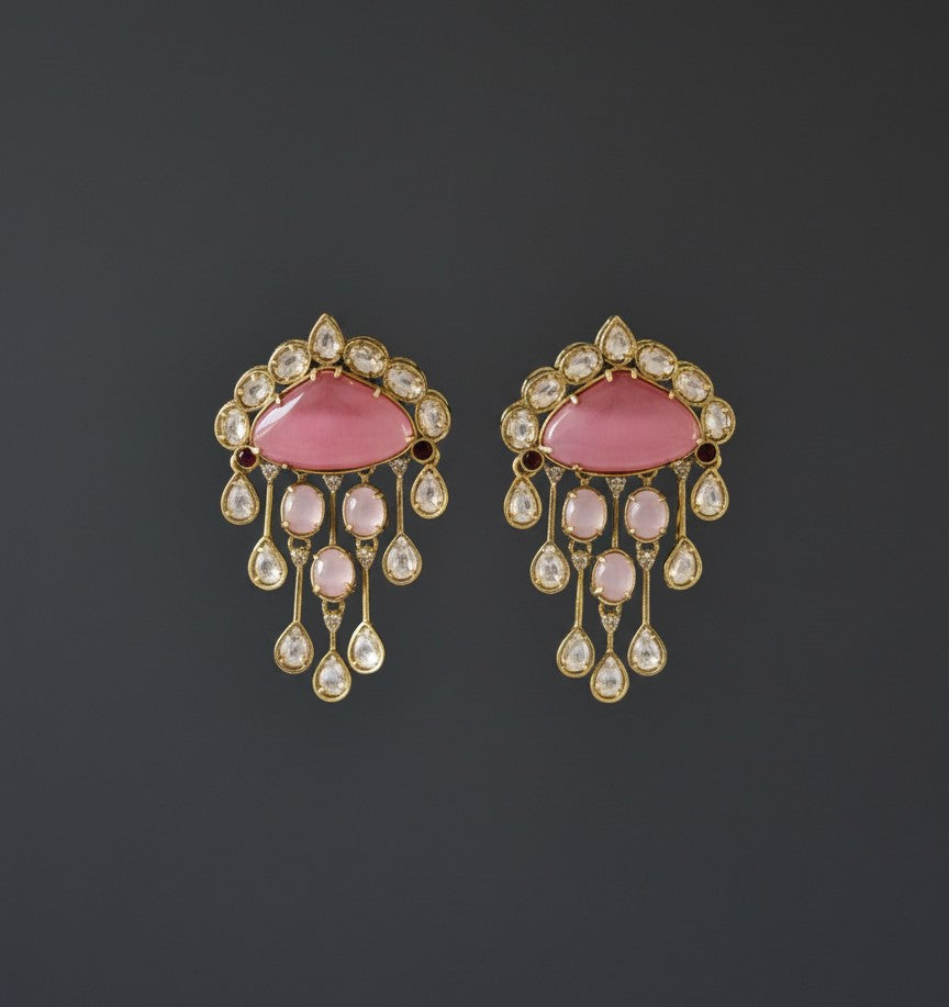Pink Mehal Drop Earrings