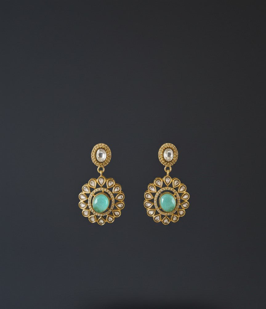 Green Jiya Dangler Earrings