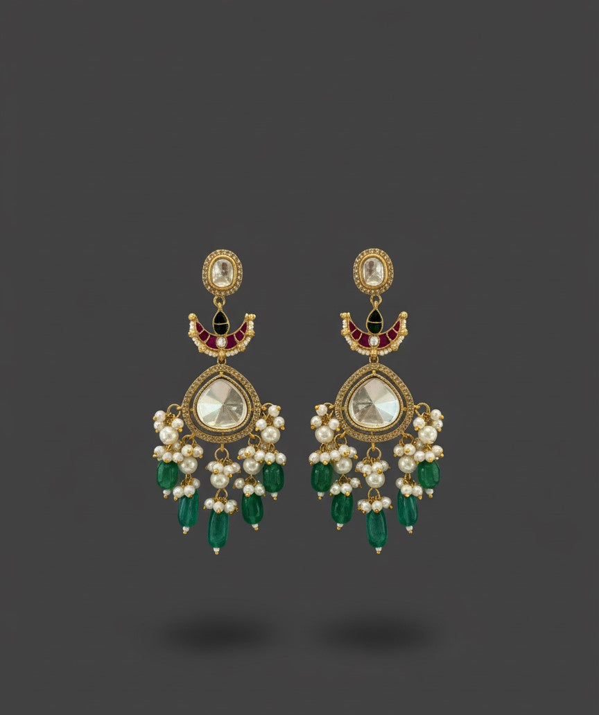 Green Jhanvi Dangler Earrings