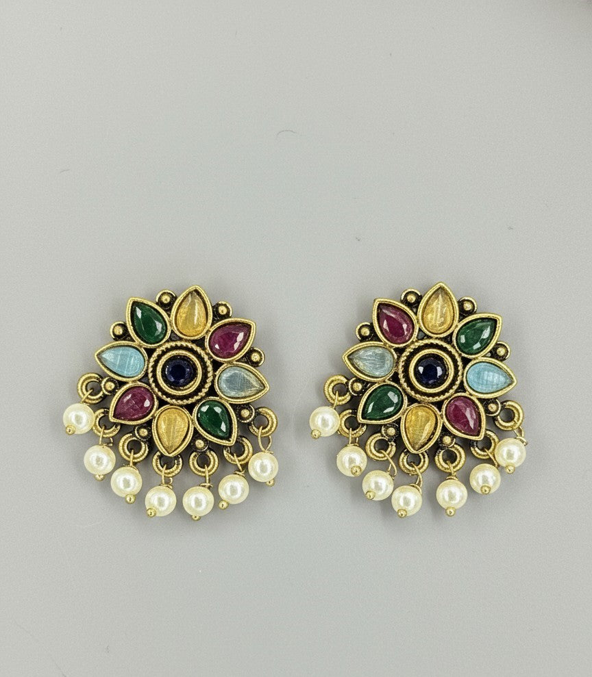 Multicolor Kianna Studs Pearls Earrings