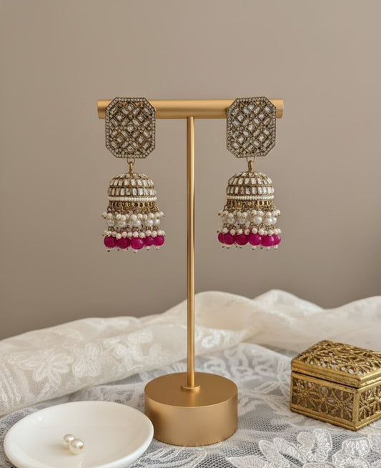Pink Lavanya Jhumkas