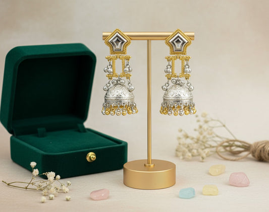 Gold Silver Aavya Long Jhumkas