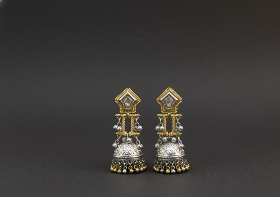 Gold Silver Aavya Long Jhumkas