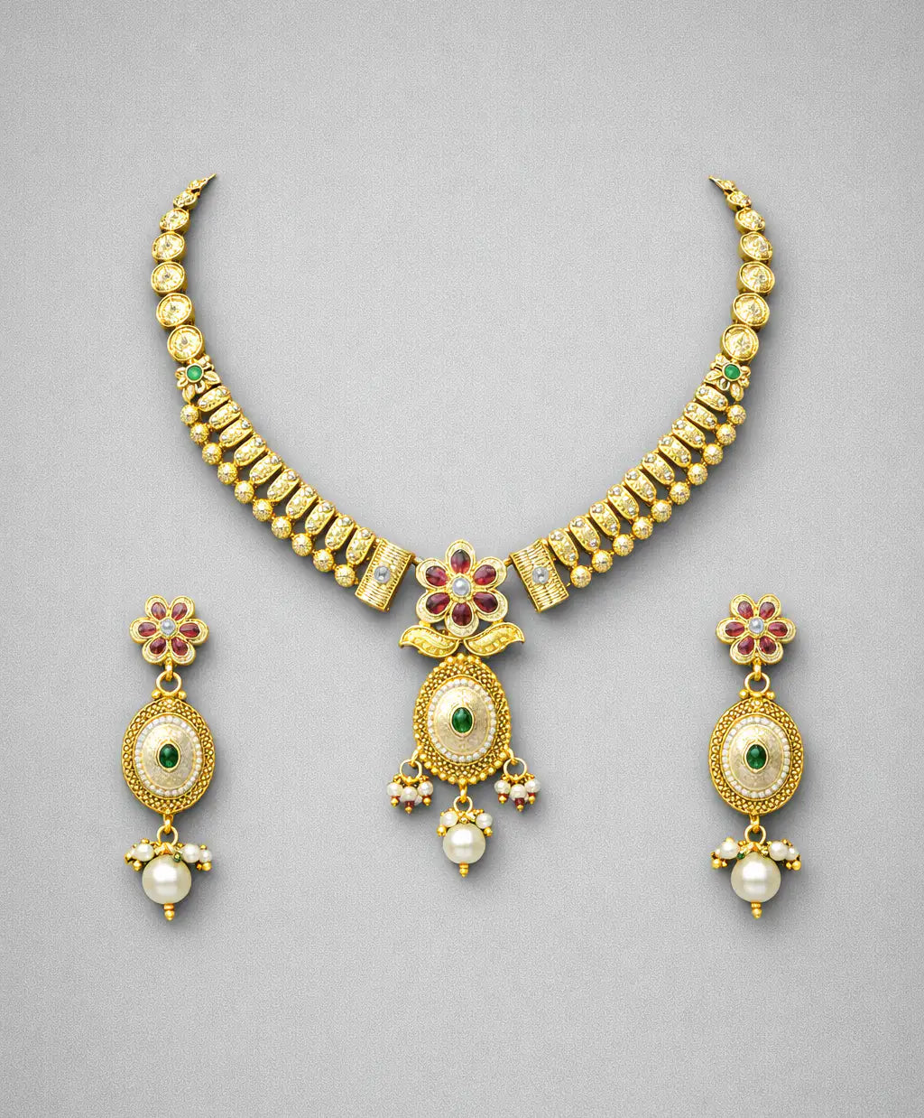 Golden Yuvika Antique Necklace Set