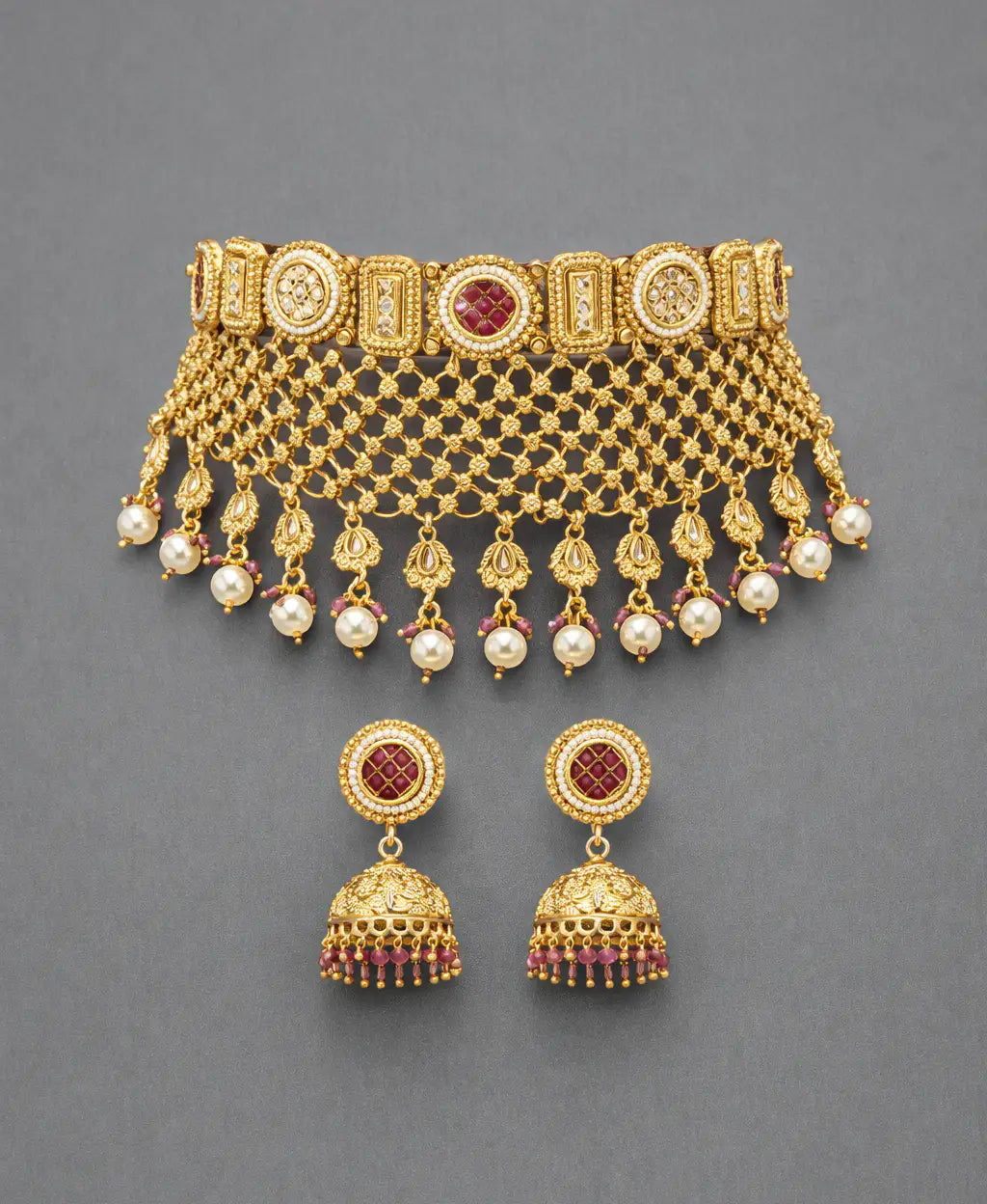 Golden Viara Rajwadi Choker Set
