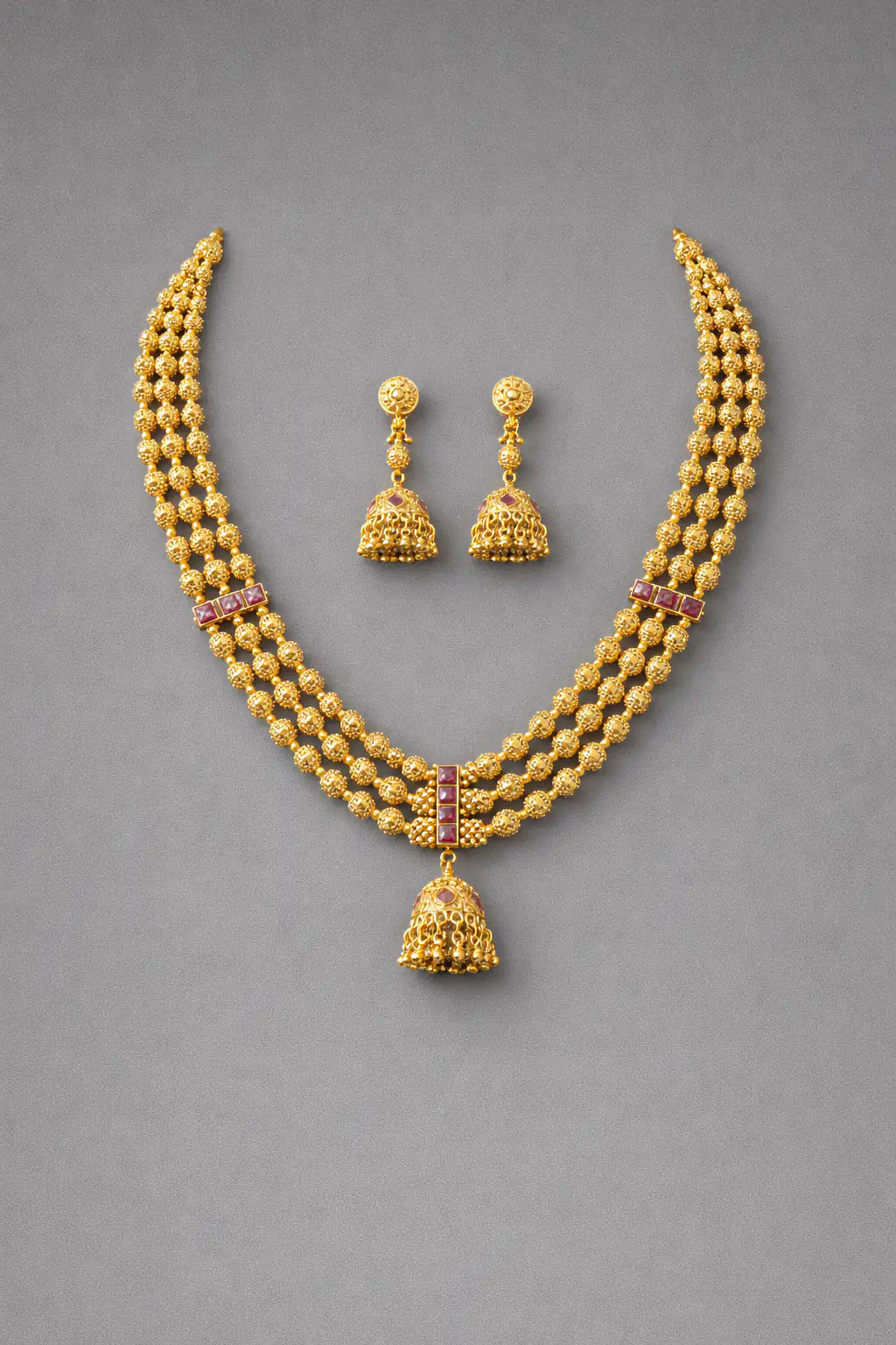 Golden Vasudha Antique Necklace Set