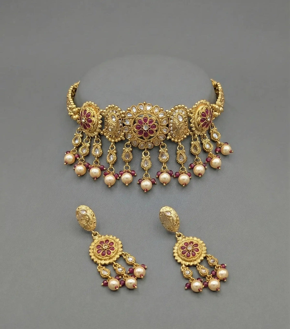 Golden Pink Tanvi Rajwadi Choker Set