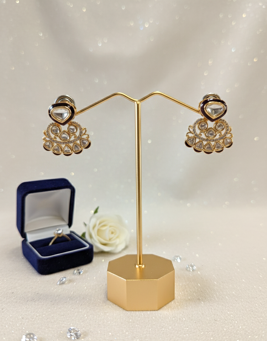 Maroon Myra Moissanite Polki Drop Earrings