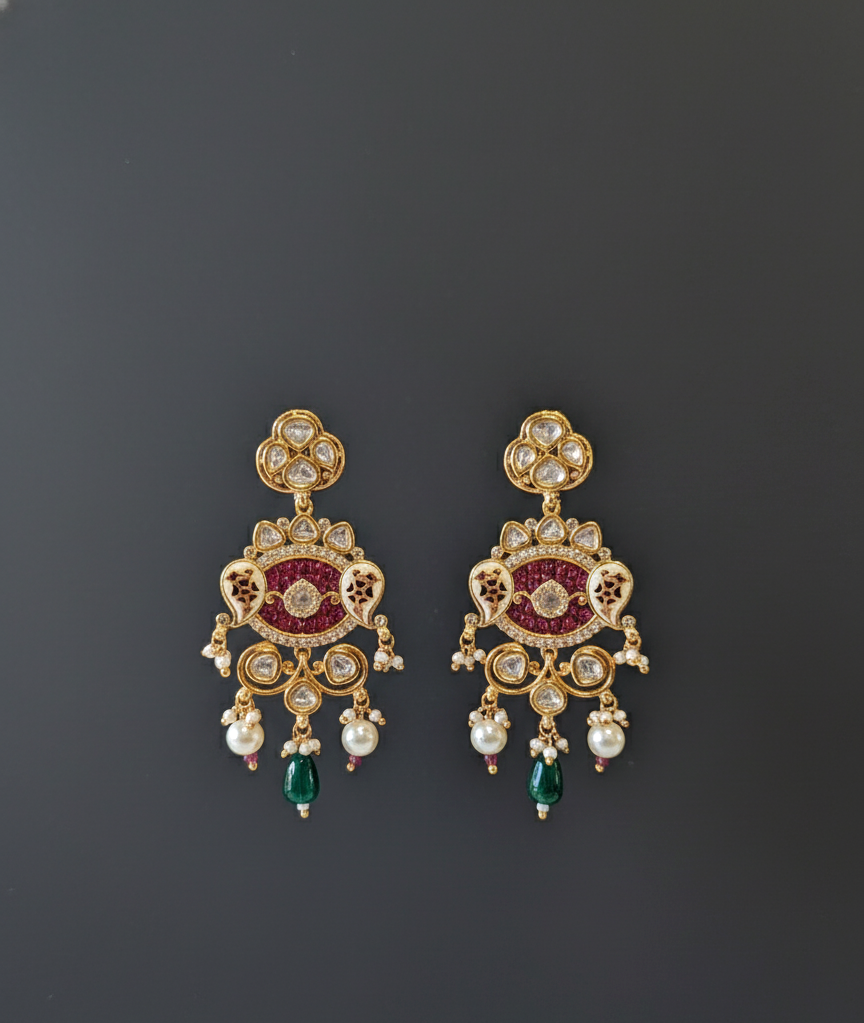 Pink Avani Moissanite Polki Danglers