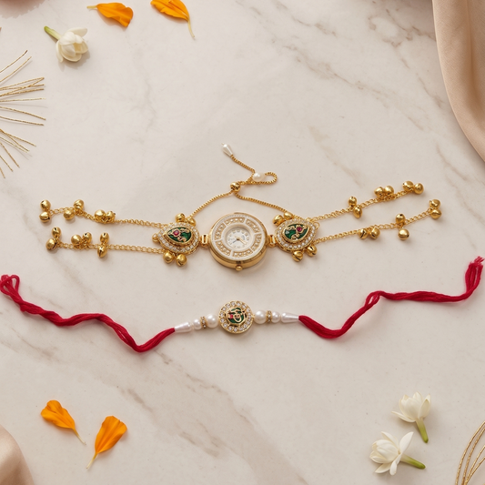 Emerald Meher Bhai Bhabhi Watch Rakhi Combo