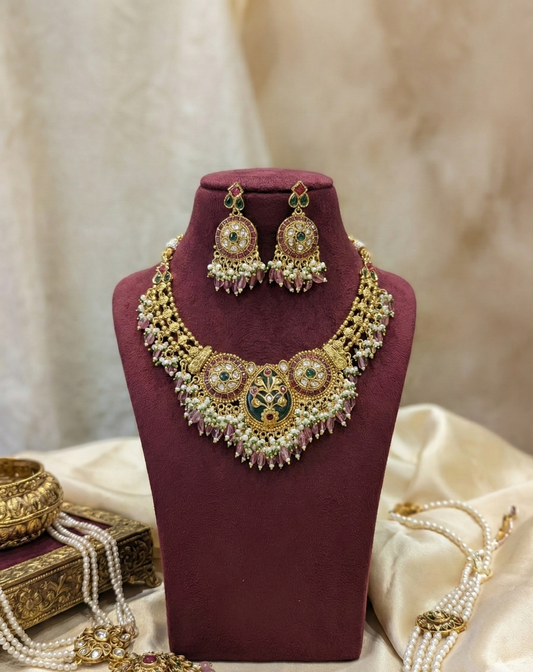 Multicolor Malini Heritage Necklace Set