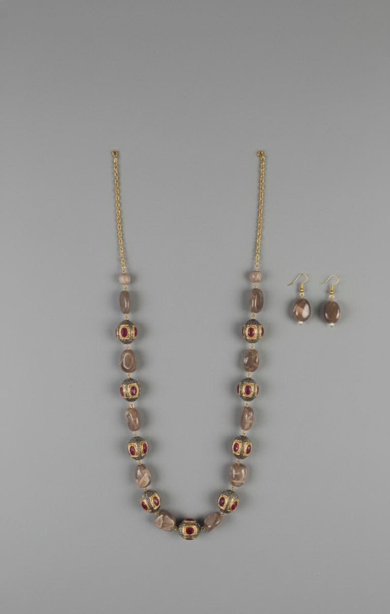 Brown Charvi Antique Beaded Necklace Set