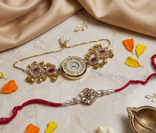Multicolor Heena Bhai Bhabhi Watch Rakhi Combo