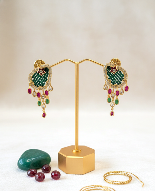 Emerald Nysha Moissanite Polki Danglers
