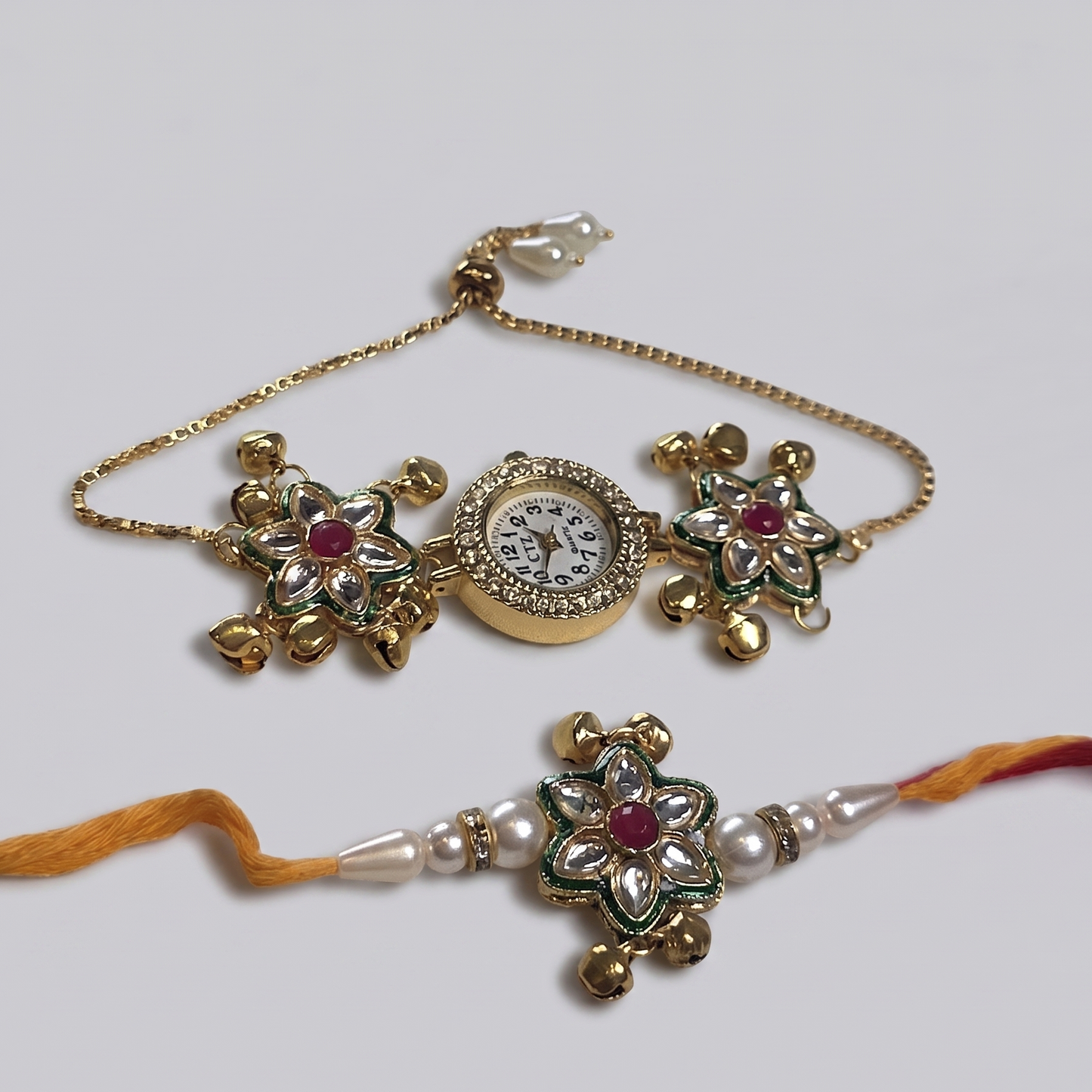 Multicolor Miraya Bhai Bhabhi Watch Rakhi Combo