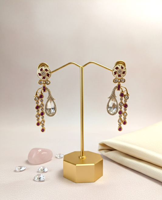 Pink Kiara Moissanite Polki Danglers