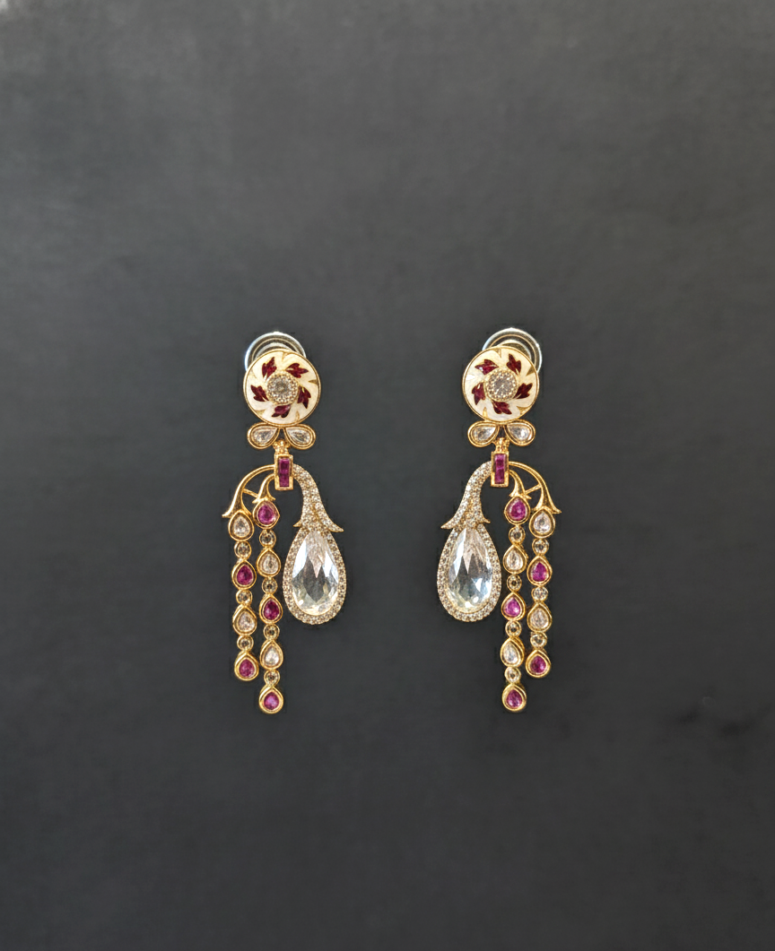 Pink Kiara Moissanite Polki Danglers