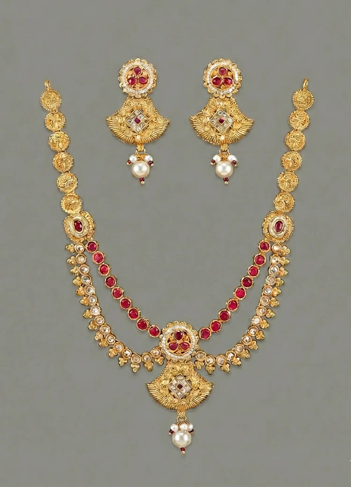 Golden Pink Alira Rajwadi Necklace Set