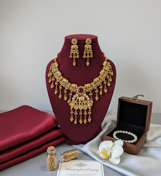 Multicolor Sharda Rajwadi Antique Necklace Set