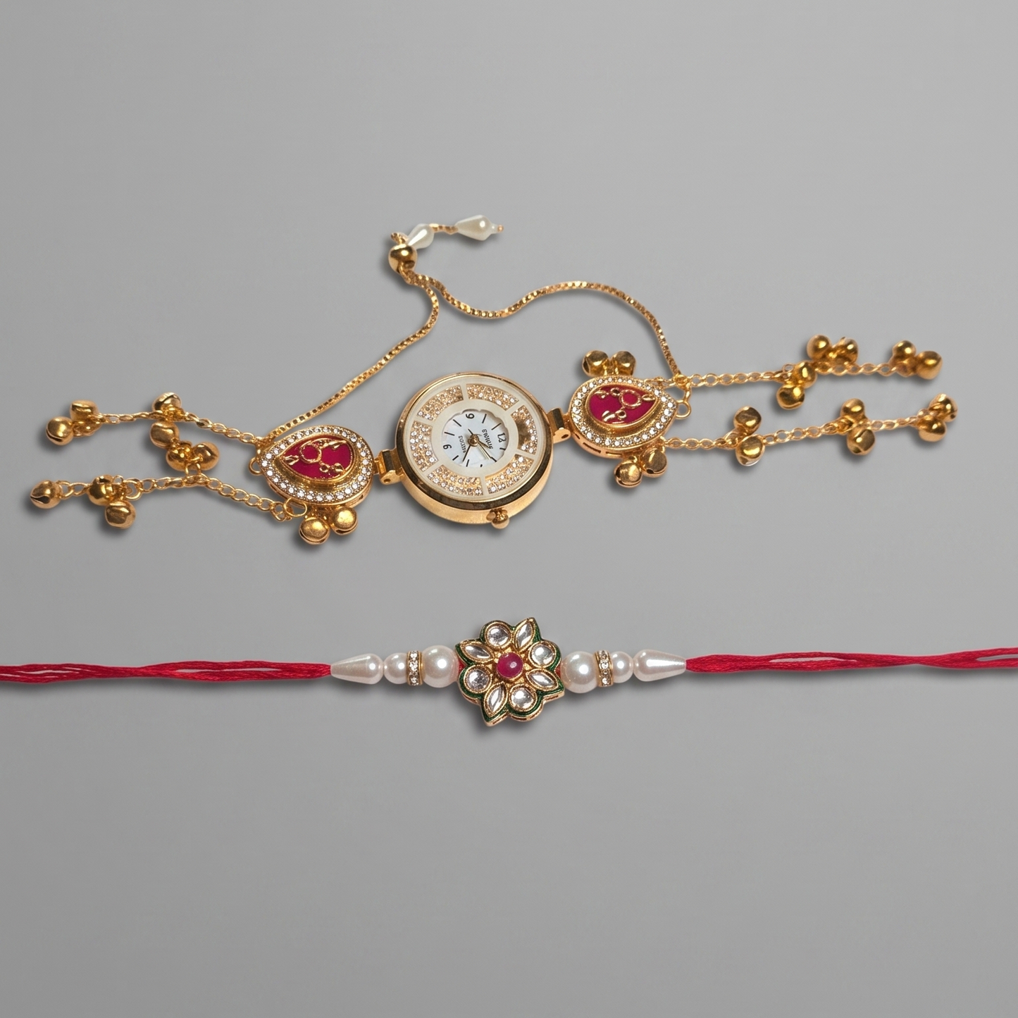 Pink Ira Bhai Bhabhi Watch Rakhi Combo