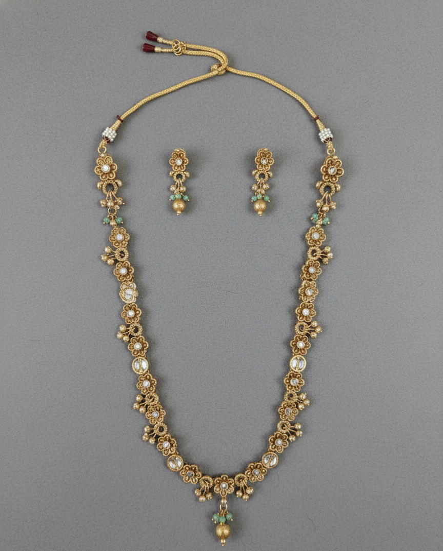 Mint Green Leela Antique Necklace Set
