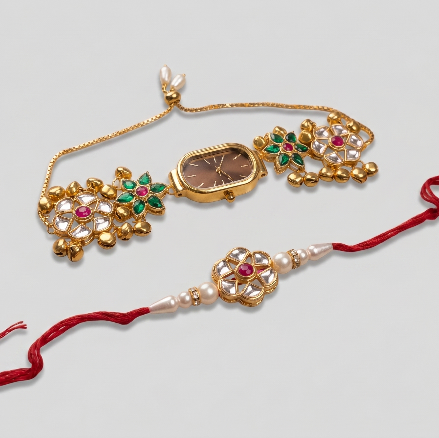 Multicolor Nayra Bhai Bhabhi Watch Rakhi Combo