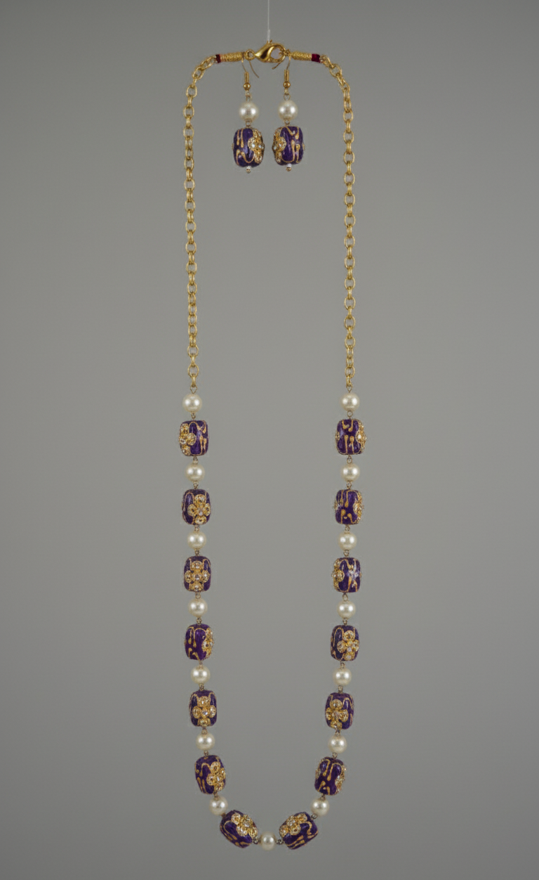 Purple Charvi Pearl Necklace Set