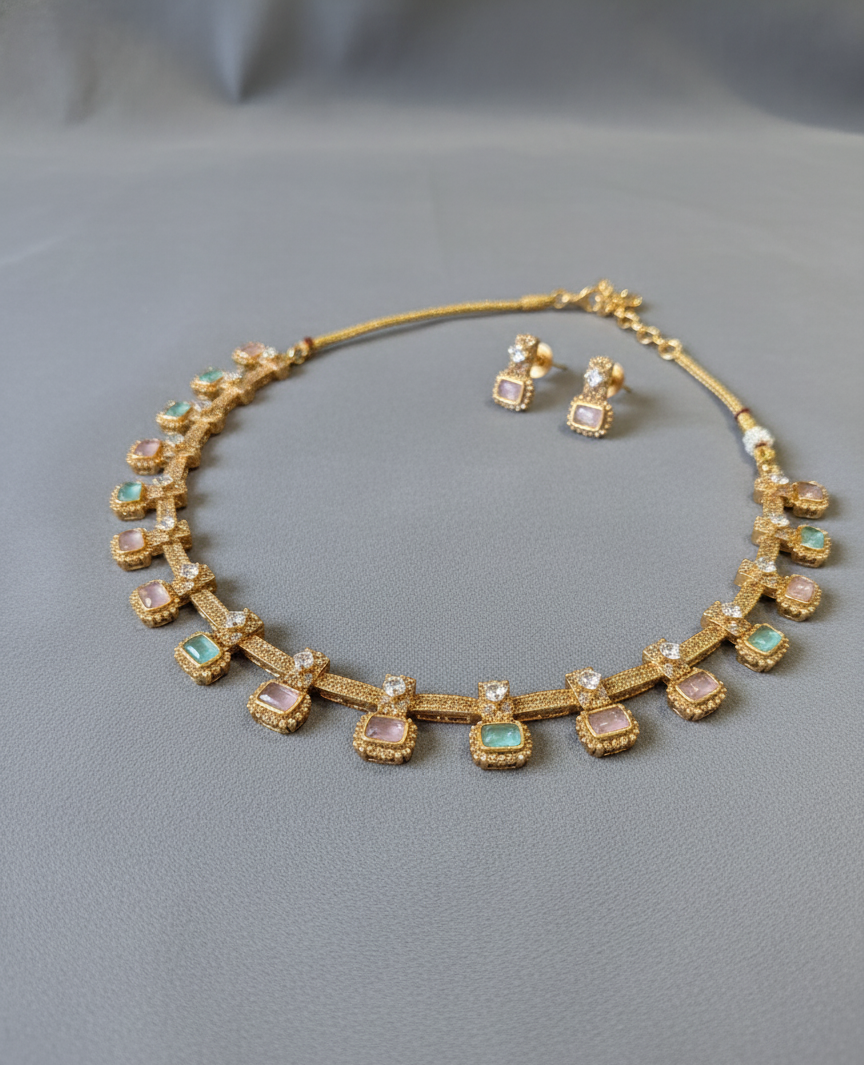 Multicolor Aarya Rajwadi Antique Necklace Set