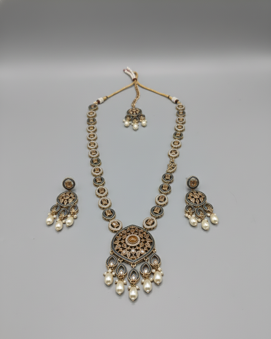 Blue Elara Antique Necklace Set