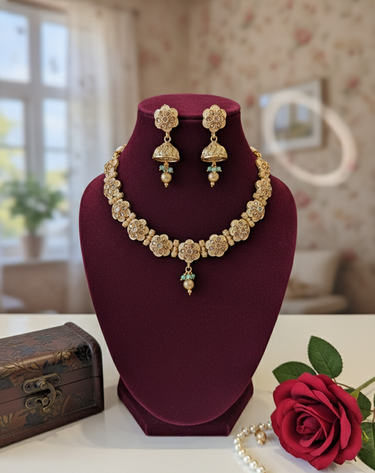 Mint Green Myra Antique Necklace Set