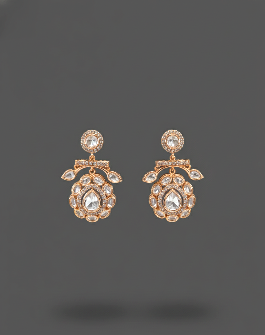 Ivory Dhvani Moissanite Polki Danglers