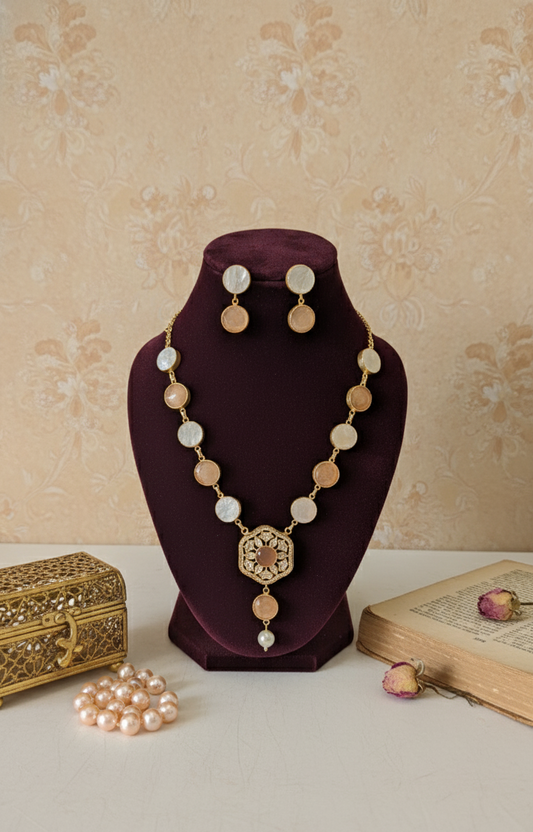 Peach Ivory Amira Victorian Necklace Set
