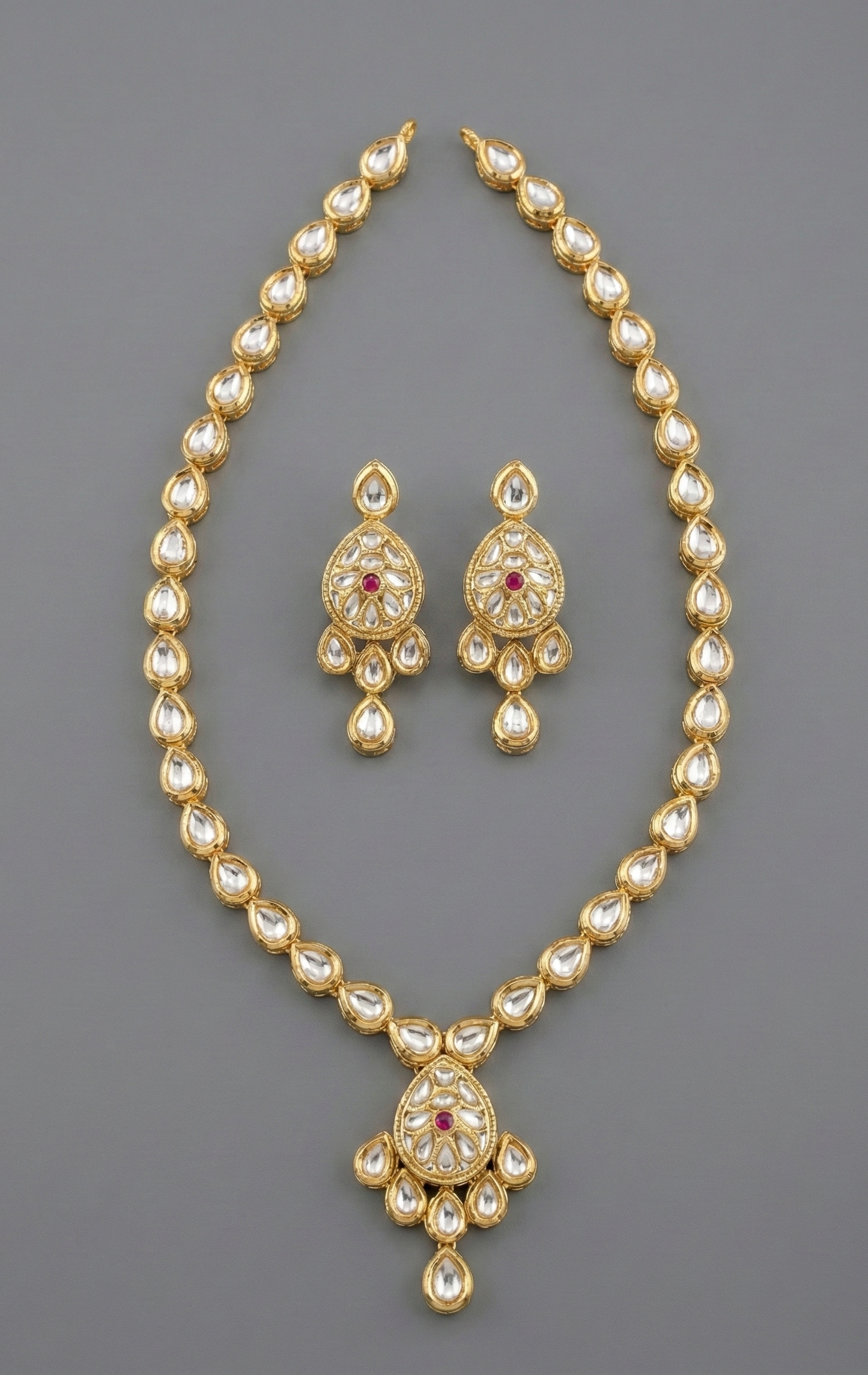 Ivory Pink Kashvi Kundan Necklace Set