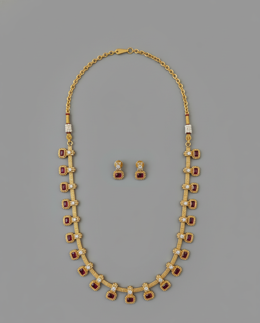 Pink Aarya Rajwadi Antique Necklace Set