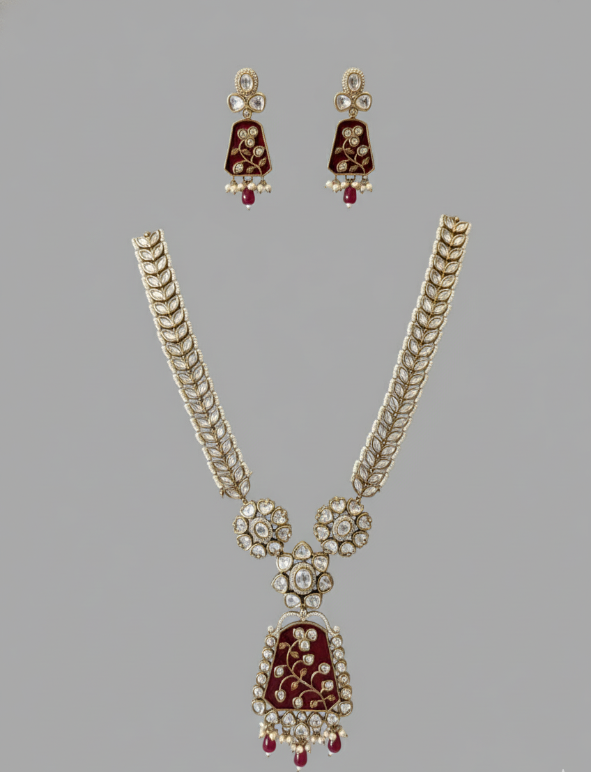 Maroon Padmini Raanihaar Necklace Set