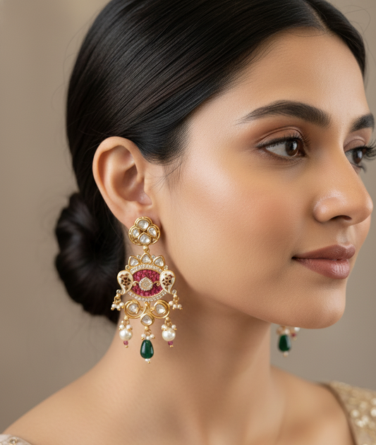 Pink Avani Moissanite Polki Danglers