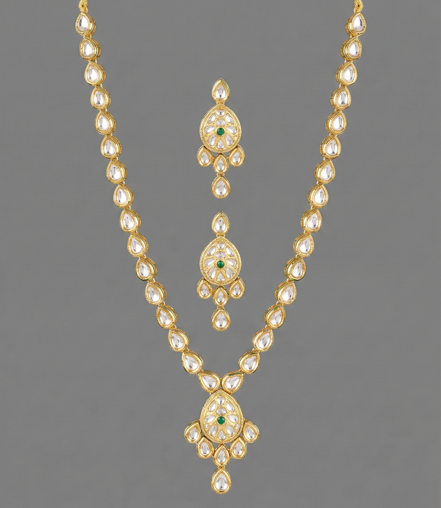 Ivory Green Kashvi Kundan Necklace Set