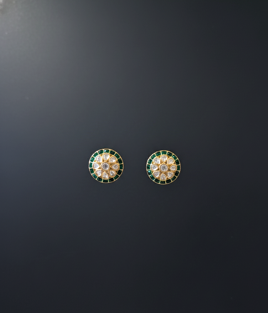 Emerald Kundan Aavya Studs