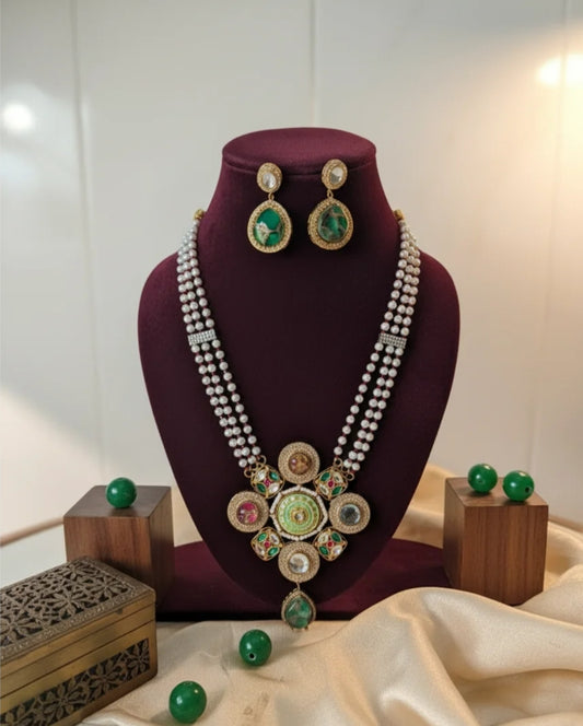 Green Siya Kundan Heritage Necklace Set
