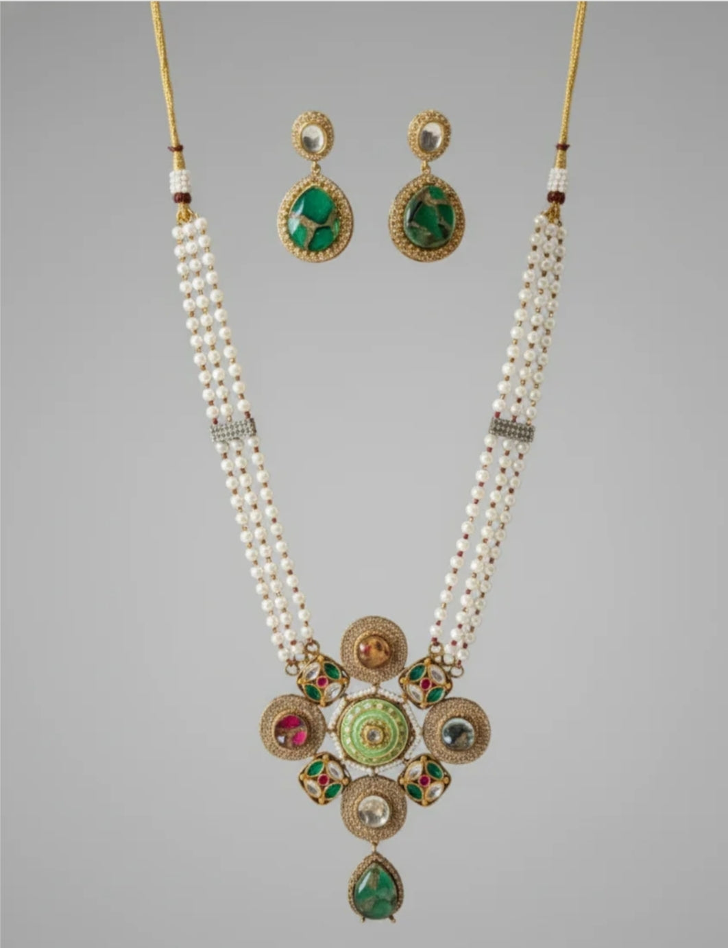 Green Siya Kundan Heritage Necklace Set