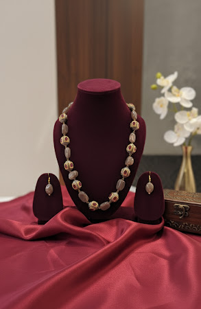 Brown Charvi Antique Beaded Necklace Set