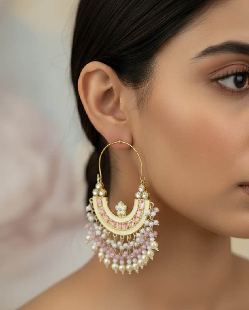 Pink White Samaira Hoops