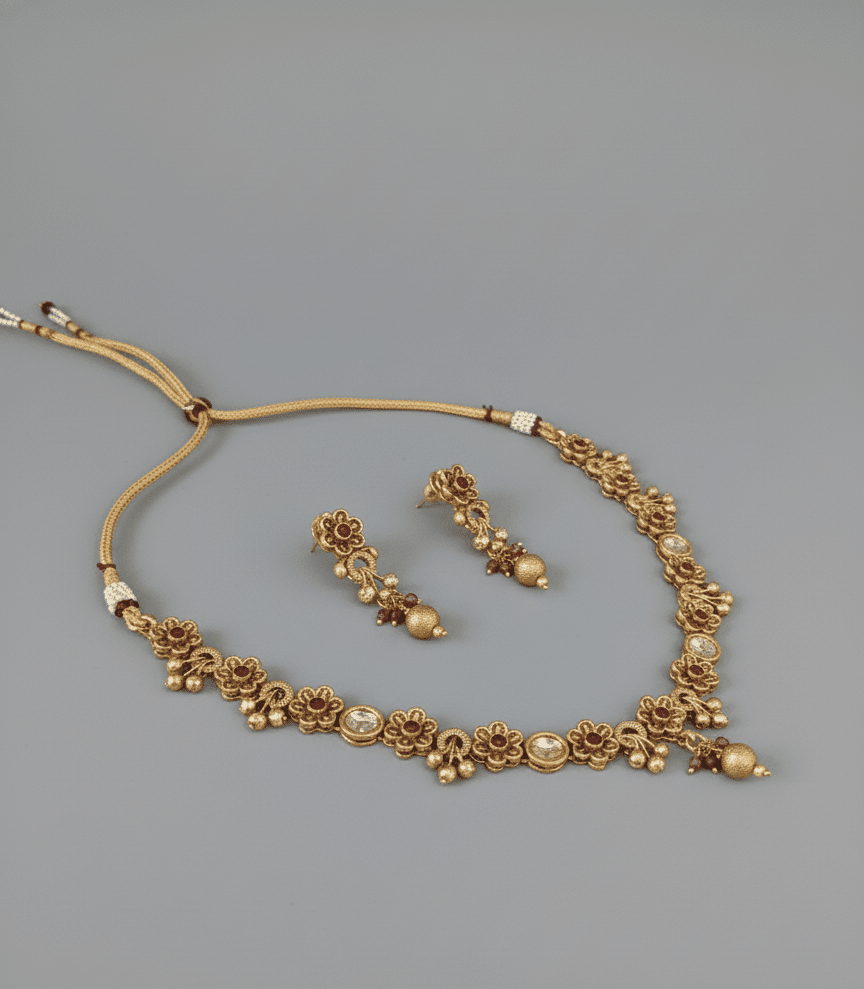 Pink Leela Antique Necklace Set