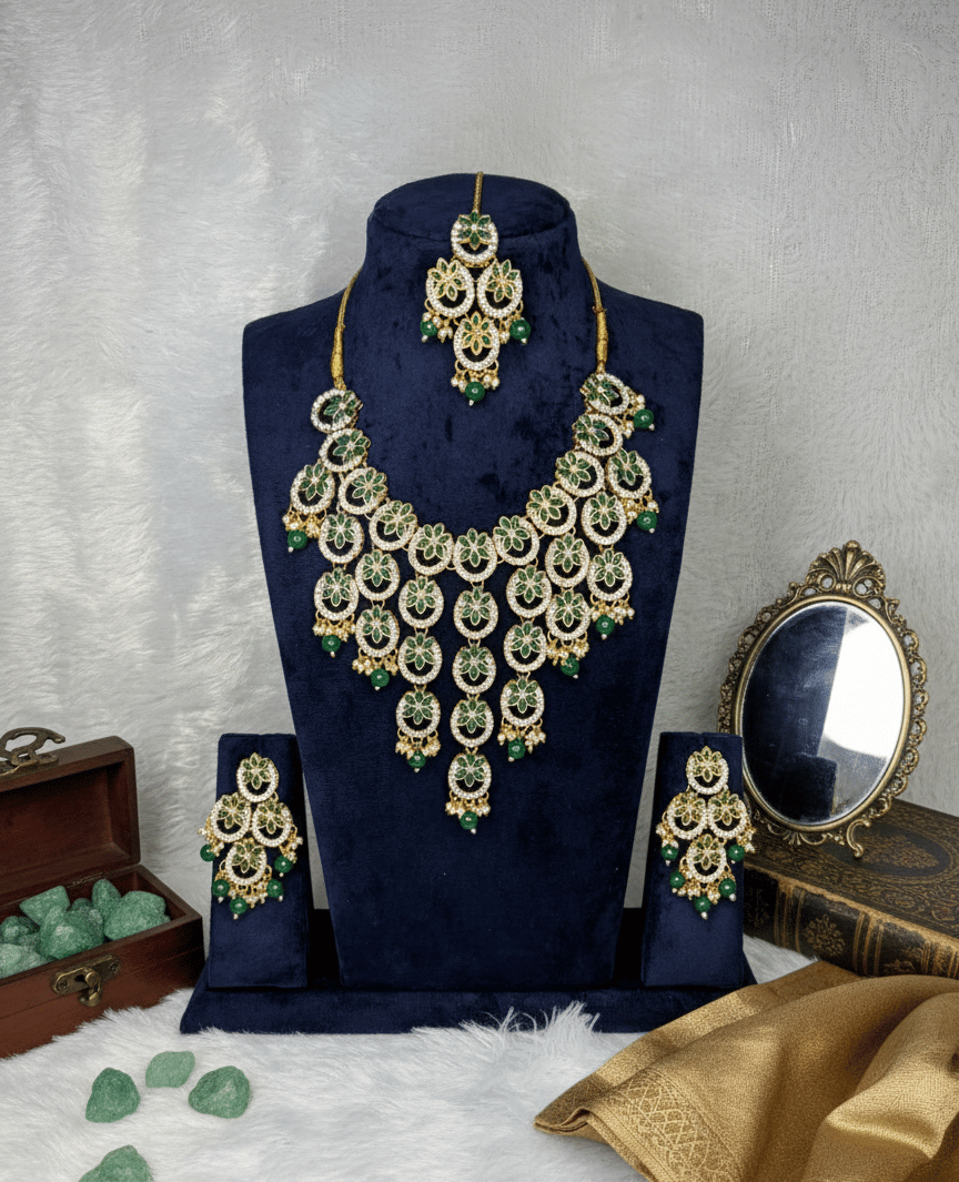 Green Lira American Diamond Set