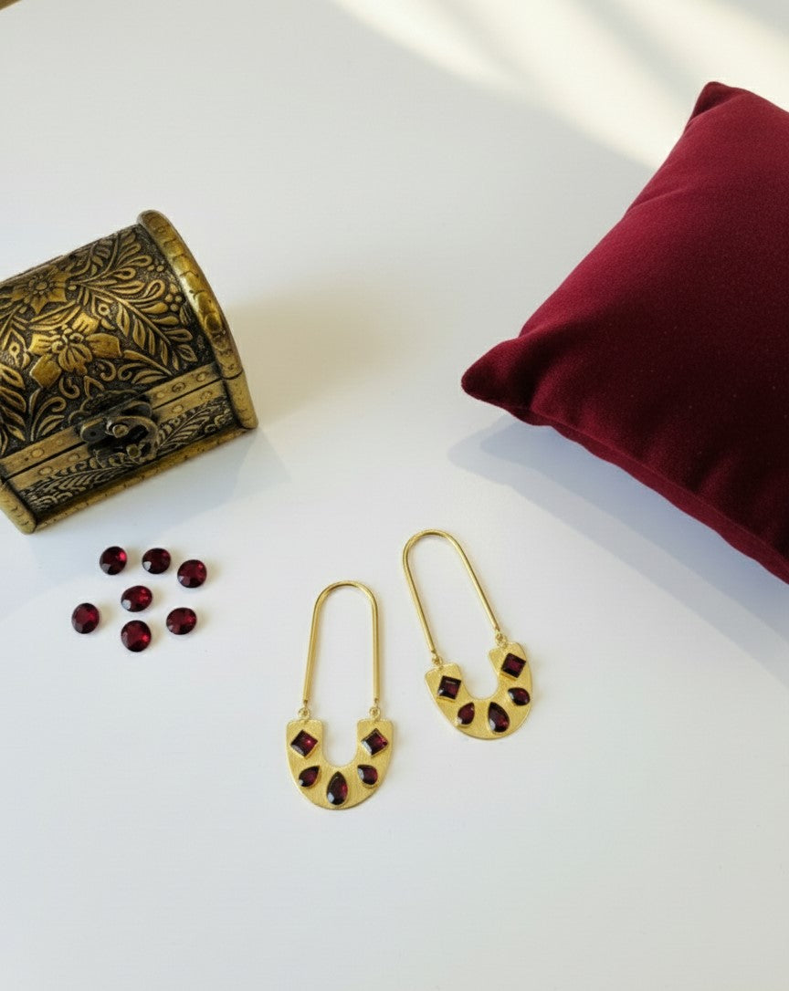 Maroon Keya Dangler Hoops