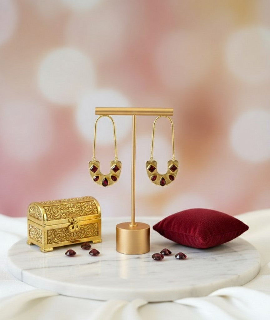 Maroon Keya Dangler Hoops
